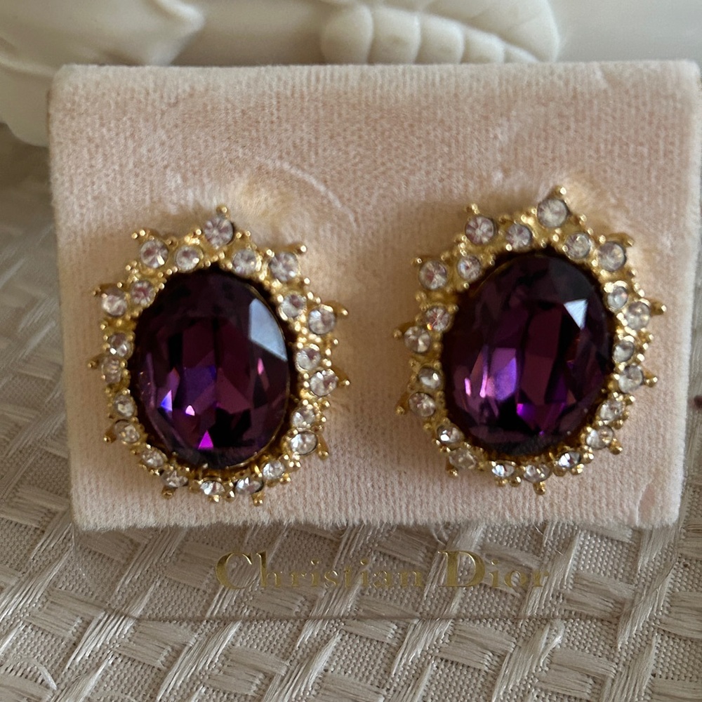 Vintage Christian Dior Amethyst Clip on Earrings